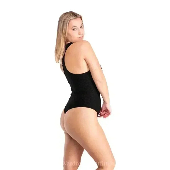 Sexy Scoop One Piece Black Bodysuit - Picture 3 of 8